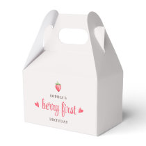 Buffalo Check Girl's Berry First Birthday Favor Boxes