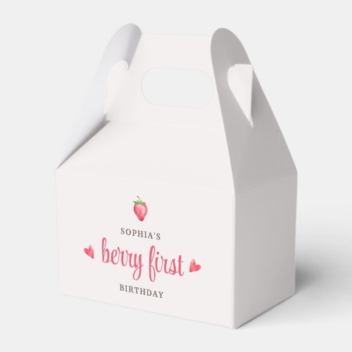 Buffalo Check Girls Berry First Birthday Favor Boxes
