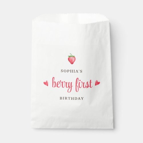 Buffalo Check Girls Berry First Birthday Party Favor Bag