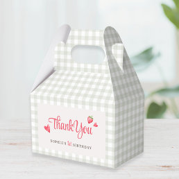 Buffalo Check Girl&#39;s Berry First Birthday Party Favor Boxes