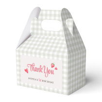 Buffalo Check Girl's Berry First Birthday Party Favor Boxes