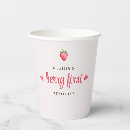 Buffalo Check Girls Berry First Birthday Party Paper Cups