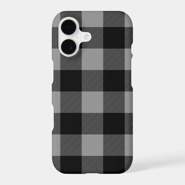 Buffalo Check Gray and Black Squares Plaid Case-Mate iPhone Case (Back)