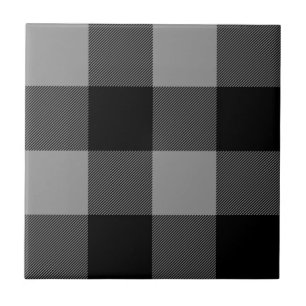 Buffalo Check Gray and Black Squares Plaid Ceramic Tile