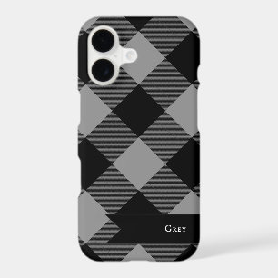 Buffalo Check Gray and Black Squares Plaid iPhone 17 Case