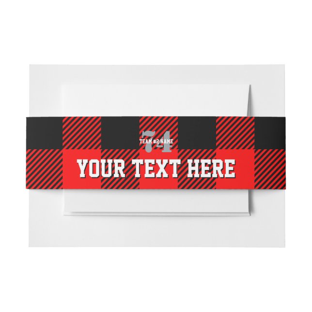 Buffalo Check Great North Game Companion Invitation Belly Band (Front Example)