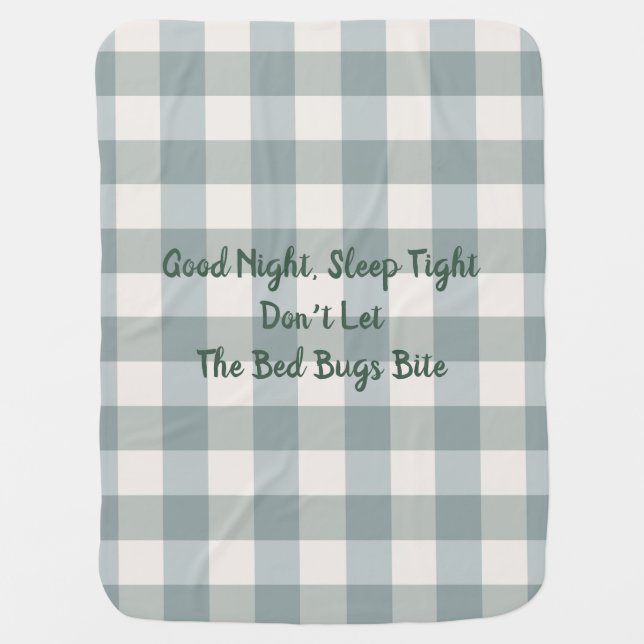Buffalo Check Green Nursery Typography Country Baby Blanket (Front)
