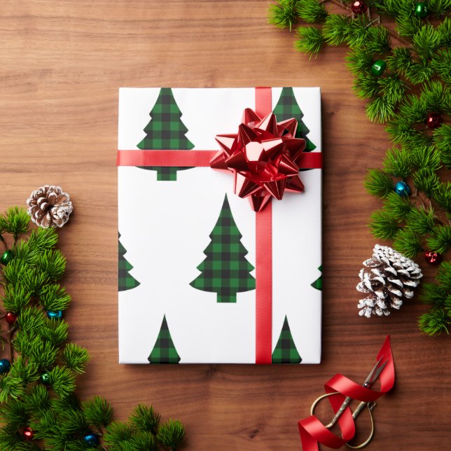 Buffalo Check Green Pine Trees Rustic Wrapping Paper (Holiday Gift)