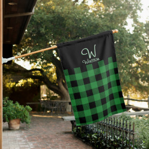 Buffalo Check Green Plaid House Flag