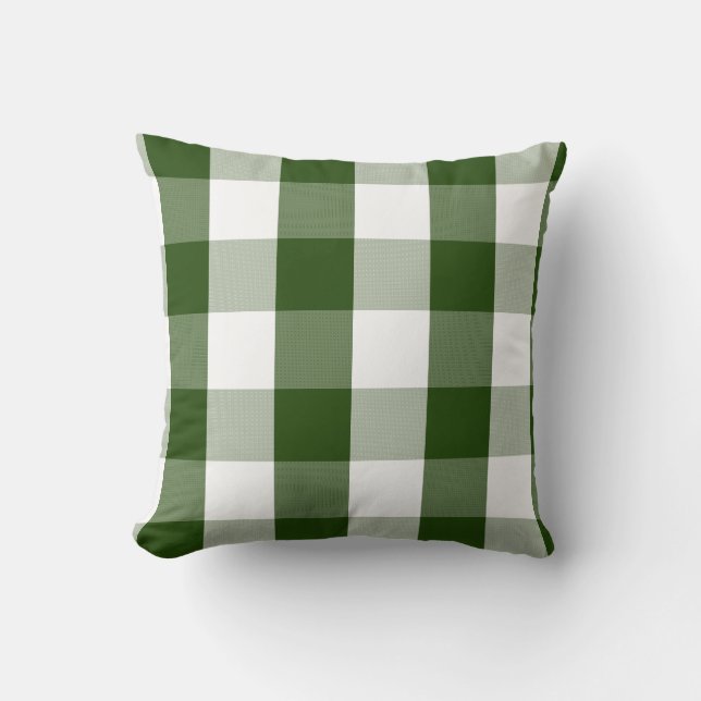 Buffalo Check - green white Throw Pillow (Front)