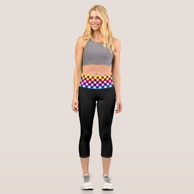 Buffalo Check High Waisted Capri Yoga Pants (Front)