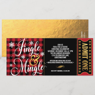 Buffalo Check Jingle and Mingle Christmas Party In Invitation