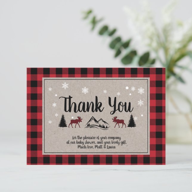 Buffalo Check Lumberjack Thank You Card (Standing Front)