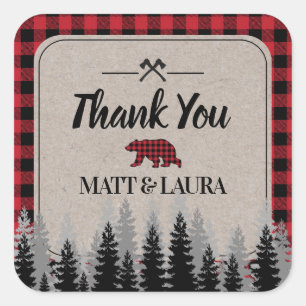 Buffalo Check Lumberjack Thank You Square Sticker