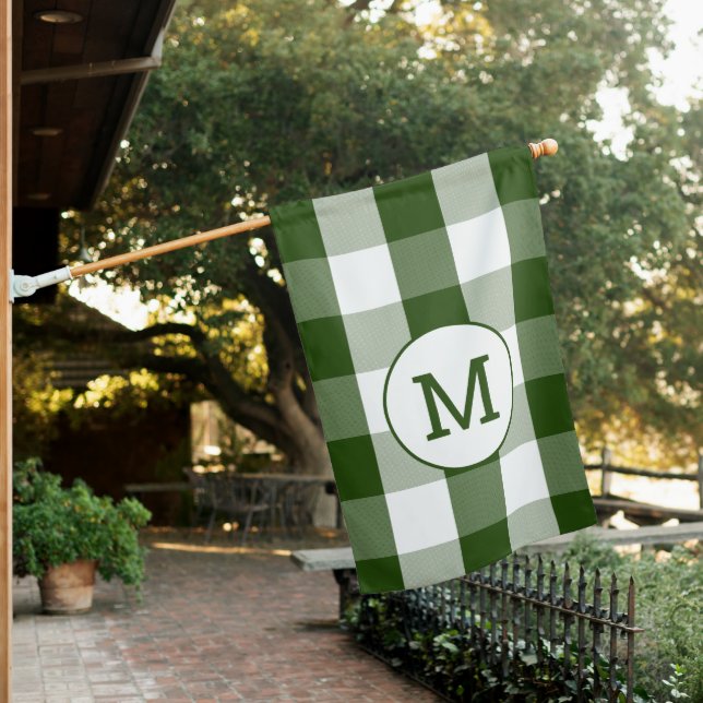 Buffalo Check Monogram House Flag (In SItu)