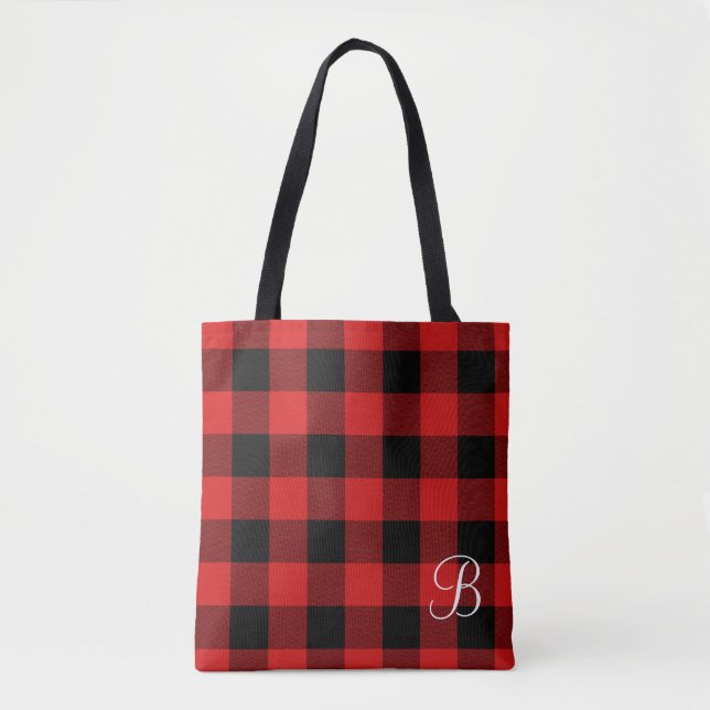 Buffalo Check Monogrammed Tote (Front)
