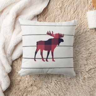 Buffalo Check Moose Wilderness Cabin Throw Pillow