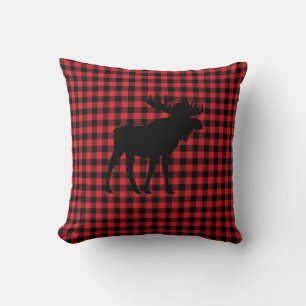 Buffalo Check Moose Wilderness Cabin Throw Pillow