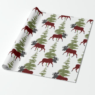 Buffalo Check Moose Wrapping Paper