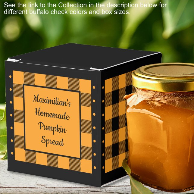 Buffalo Check - Orange and Black - Classic Favor Boxes (Buffalo Check - Orange and Black - Classic Favor Boxes by Leapfroglisics Shop)