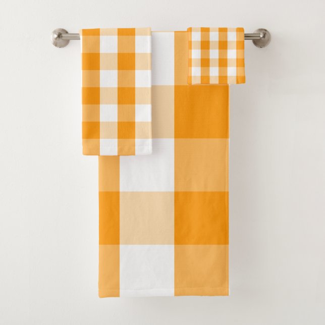 Buffalo Check - Orange Citrus Bath Towel Set (Insitu)