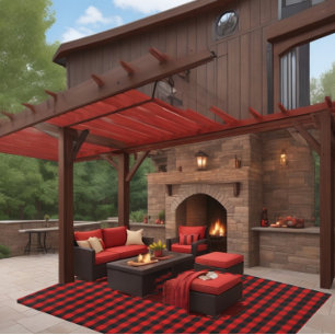 Buffalo Check Outdoor Rug 8x10 - Red and Black