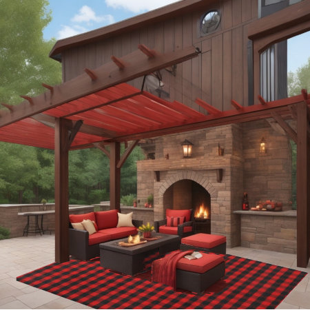 Buffalo Check Outdoor Rug 8x10 - Red And Black