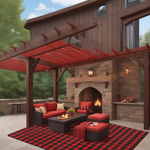 Buffalo Check Outdoor Rug 8x10 _ Red and Black