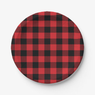 Buffalo Check Pattern Holiday Paper Plates