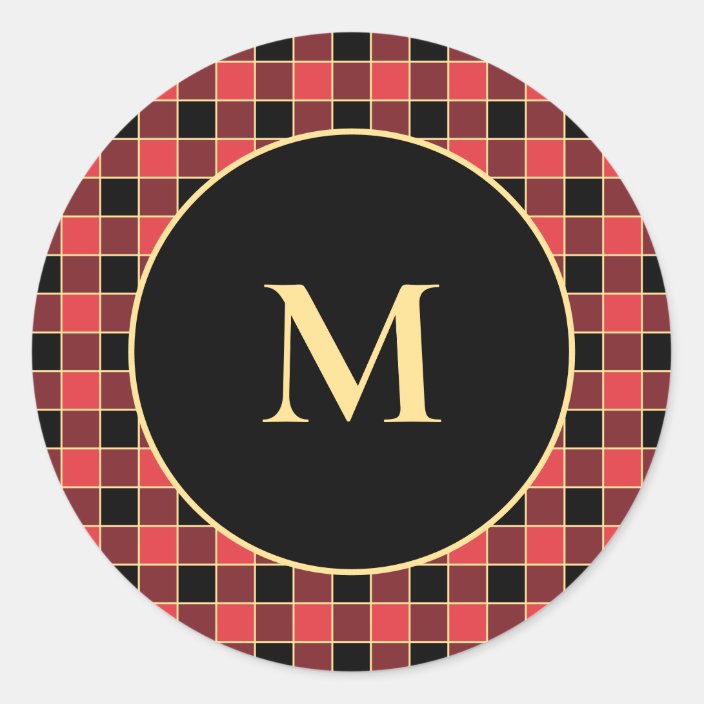 Download Buffalo Check Pattern Monogram Custom Colors Svg Classic Round Sticker Zazzle Com