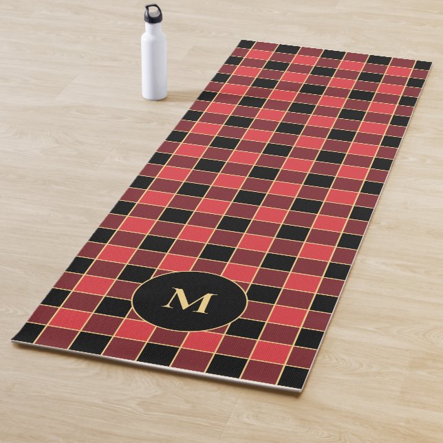 Buffalo Check Pattern Monogram Custom Colors SVG Yoga Mat (In Situ)