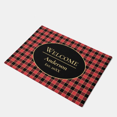 Buffalo Check Personalized Name Custom Colors SVG Doormat
