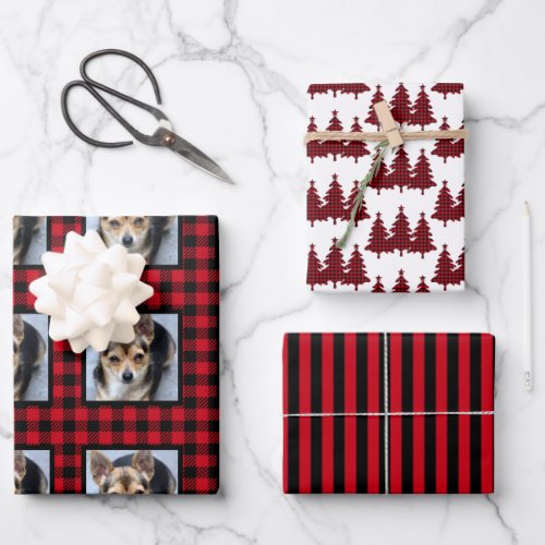 Buffalo Check Pet Photo Christmas Wrapping Paper Sheets