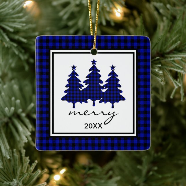 Buffalo Check Photo Ceramic Ornament (Tree)