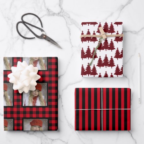 Buffalo Check Photo Christmas Wrapping Paper Sheets