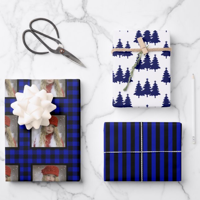 Buffalo Check Photo Christmas Wrapping Paper Sheets (Front)