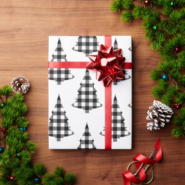 Buffalo Check Pine Trees Rustic Wrapping Paper (Holiday Gift)
