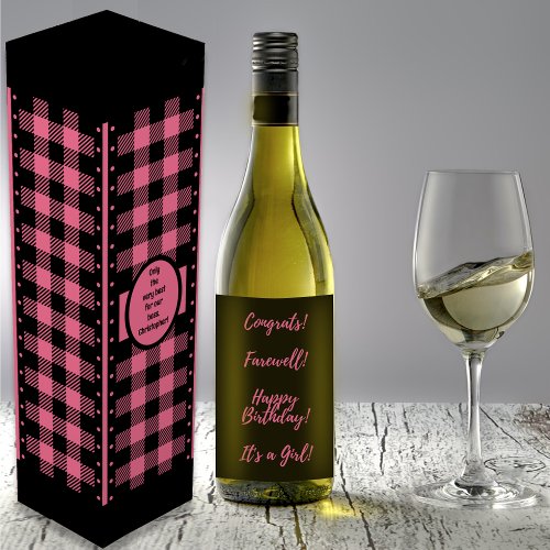 Buffalo Check Pink and Black Wine Box