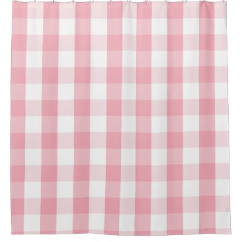 Buffalo Check Pink And White Shower Curtain by lemontreecards at Zazzle
