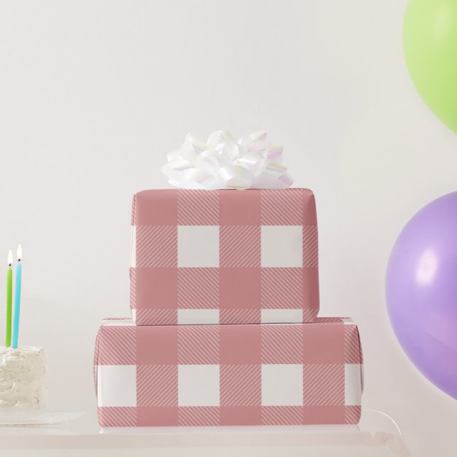 Buffalo Check Pink Mauve Simple Stylish Plaid Wrapping Paper (Party Gifts)