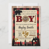 Buffalo Check Plaid Bear Lumberjack Baby Shower Invitation (Front)