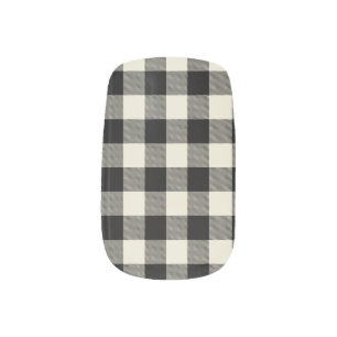 Buffalo Check Plaid Black and White Minx Nail Art