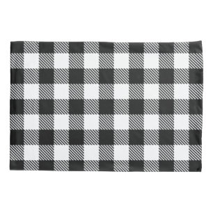 Buffalo Check Plaid Black White Pillow Case