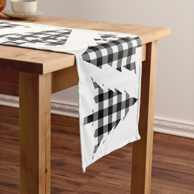 Buffalo Check Plaid Christmas Tree Pattern Medium  Table Runner (In Situ)