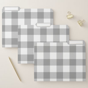 Buffalo Check Plaid Gray and White Farmhouse File Folder
