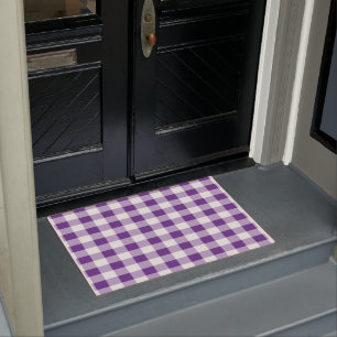Buffalo Check Plaid Purple and White Doormat