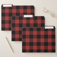 Buffalo Check Plaid Red and Black Rustic File Folder