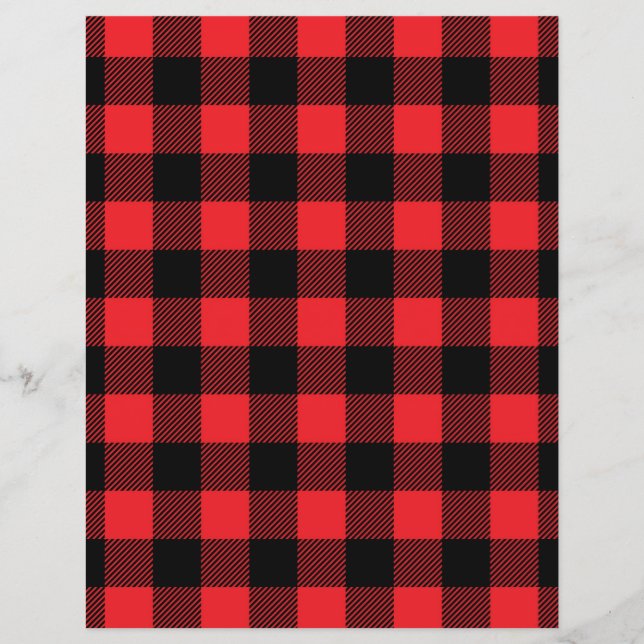 Buffalo Check Plaid Scrapbook Paper - Red & Black (Front)