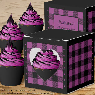 Buffalo Check - Purple and Black - Heart Favor Box