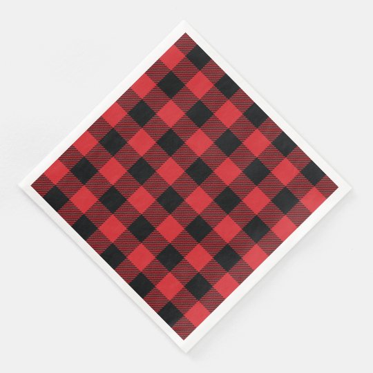 Buffalo Check Red and Black Holiday Paper Dinner Napkins | Zazzle.com